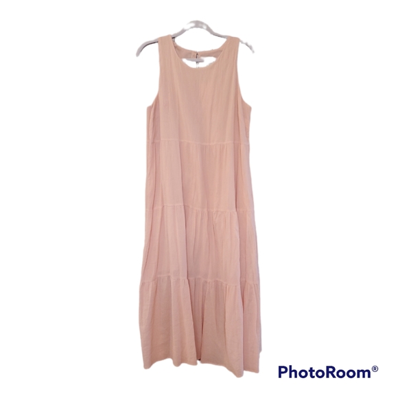 Pink/peach midi summer dress - Picture 1 of 4